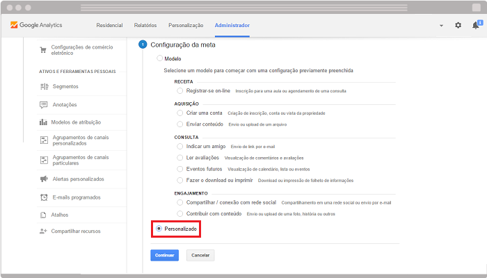 Como configurar meta e funil no Google Analytics